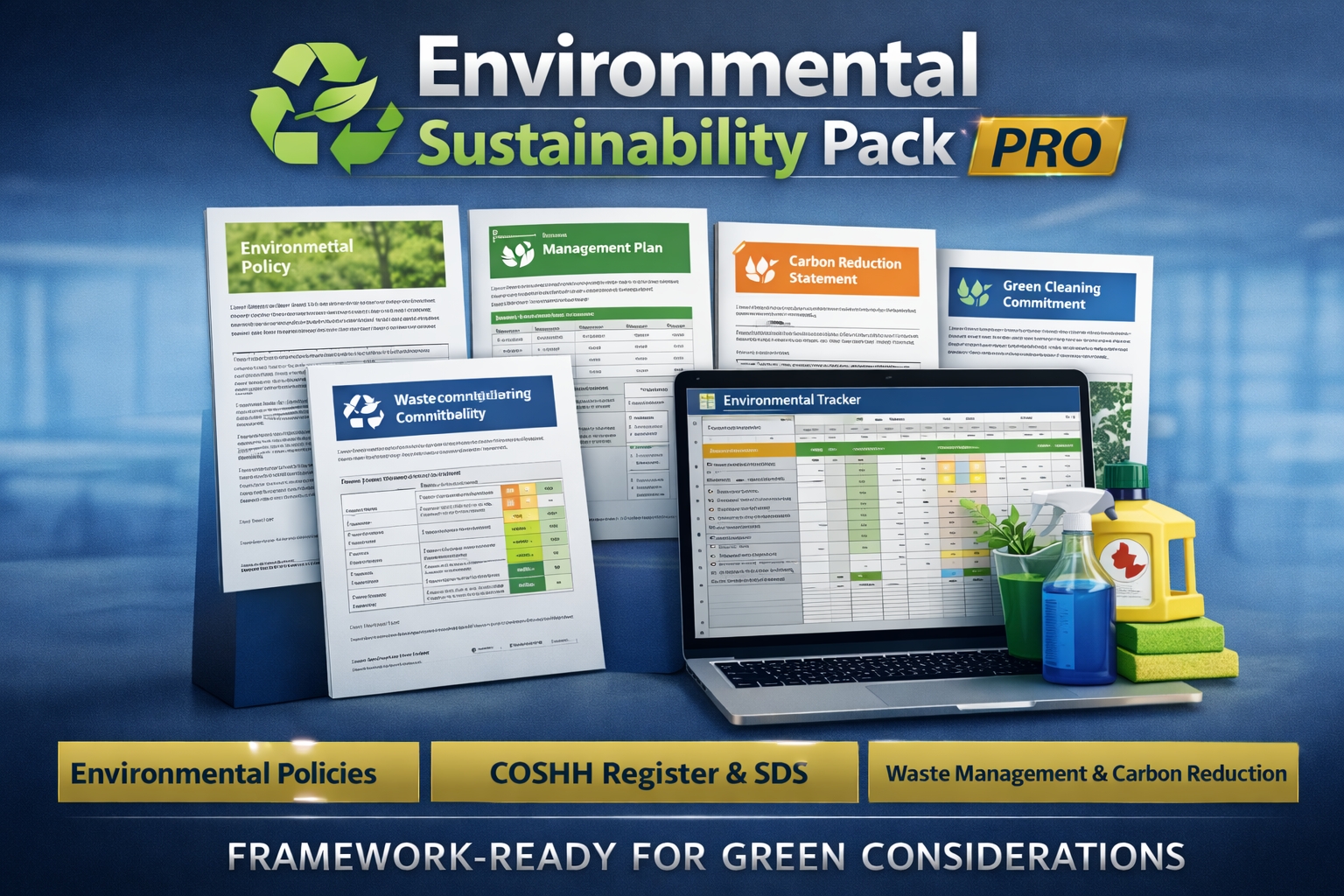 Environmental sustainability and carbon reduction documentation pack for cleaning framework tenders and ESG compliance